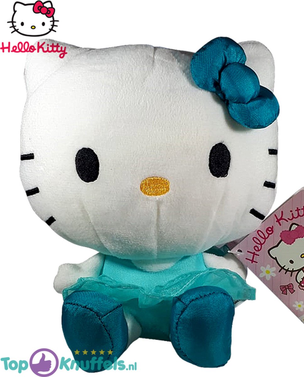 Hello Kitty Bella Ballerina (Blauw) Pluche Knuffel 30 cm {Speelgoed knuffeldier knuffelpop voor kinderen jongens meisjes | Kat Knuffeltje Hello-Kitty}